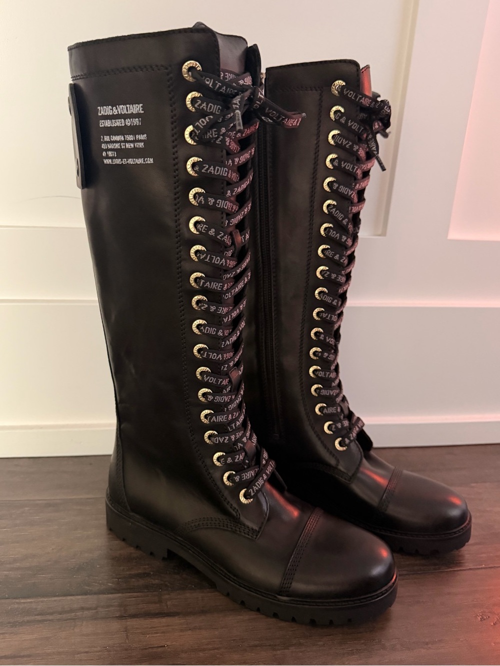 ZADIG & VOLTAIRE Sold-Out Lace-Up Combat Knee High Boots Sz 39 NIB $700!!